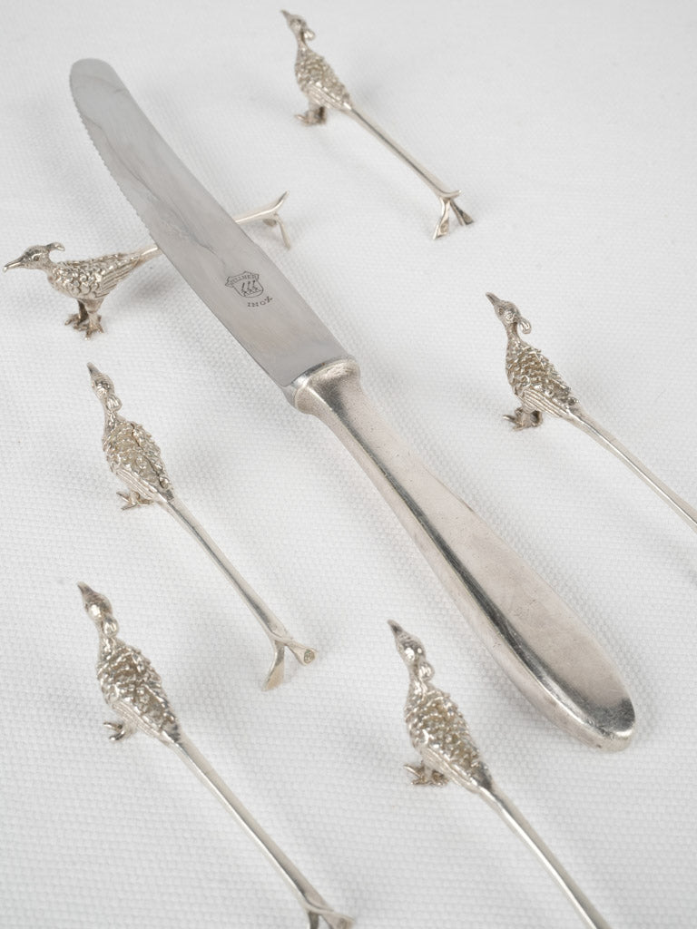 Elegant Silver Pheasant Cutlery Stands