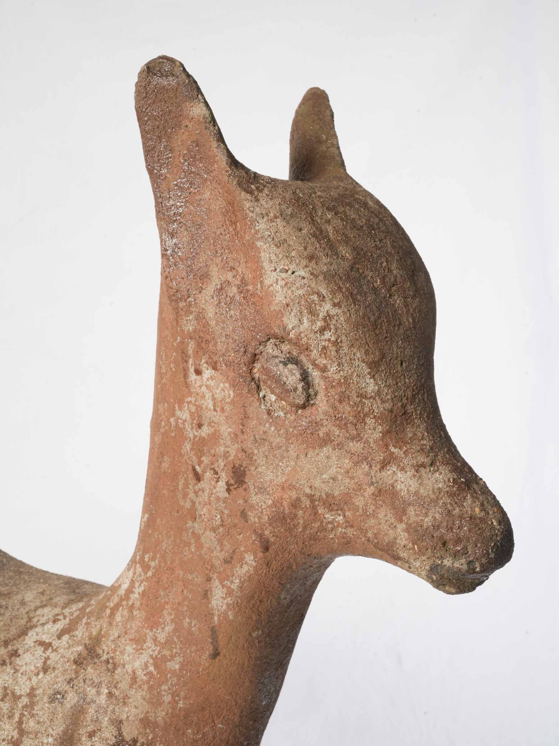 Naïve French doe garden statue  