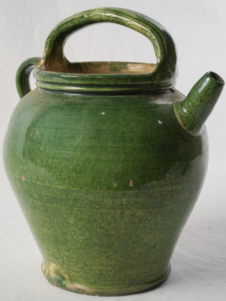 Antique Provençal Green-Glazed Water Jug - 11½"