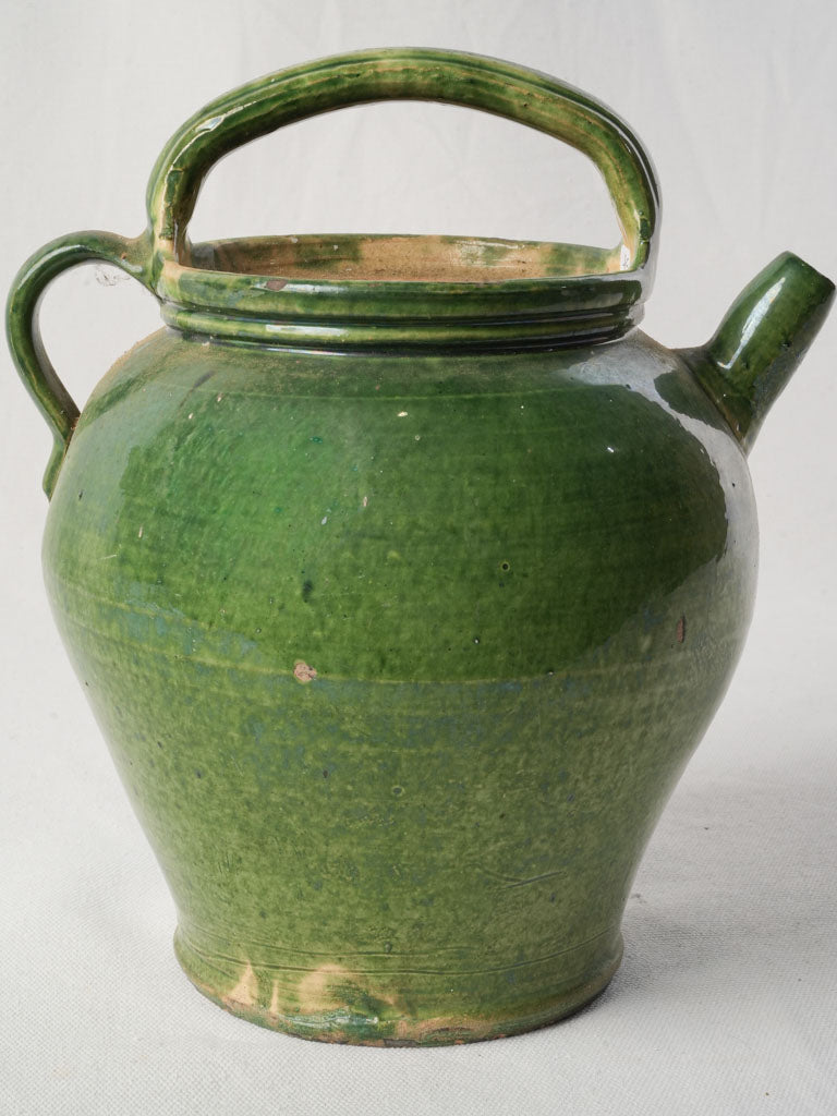 Antique Provençal Green-Glazed Water Jug - 11½"