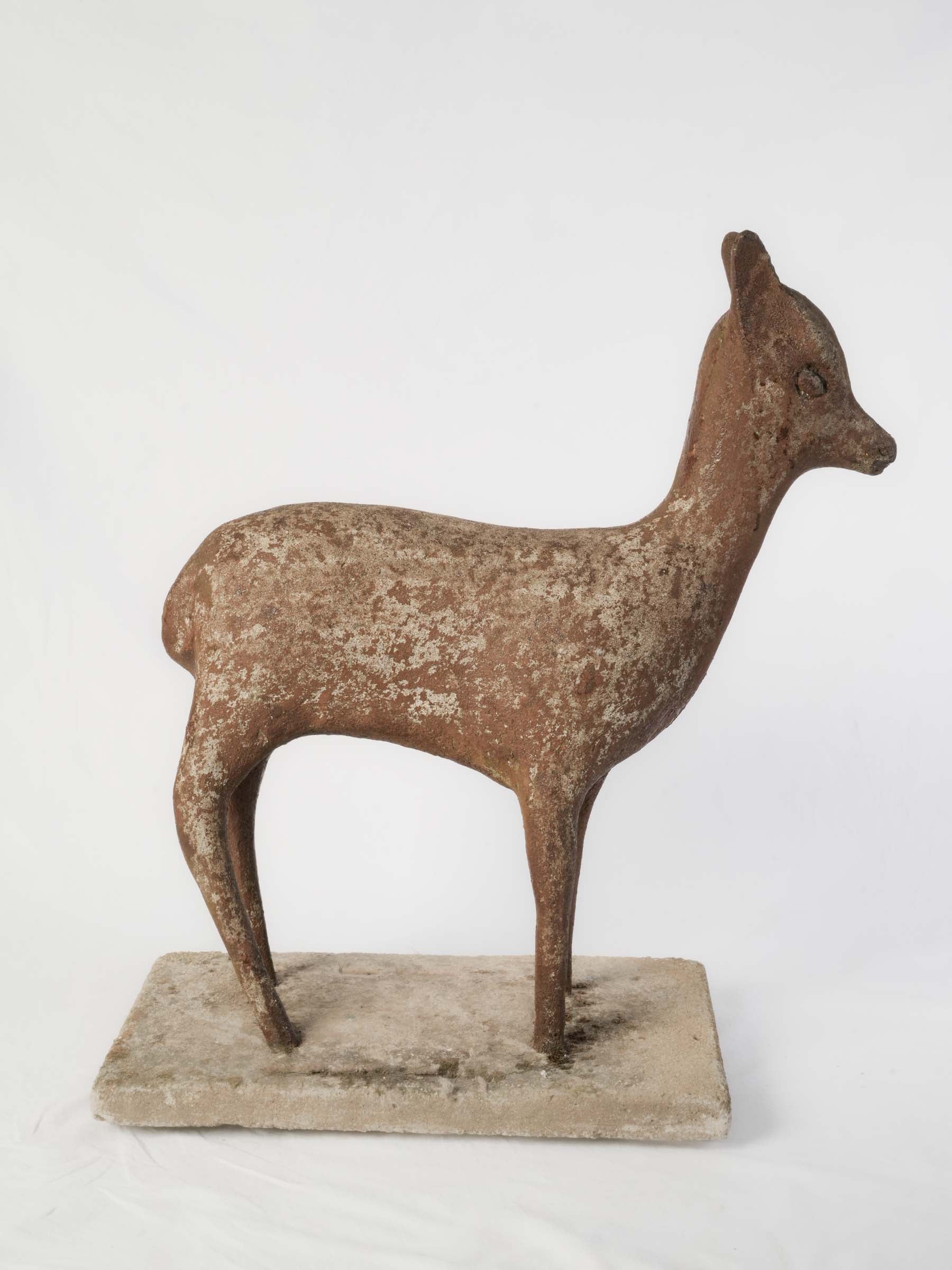 Timeless concrete outdoor doe sculpture  