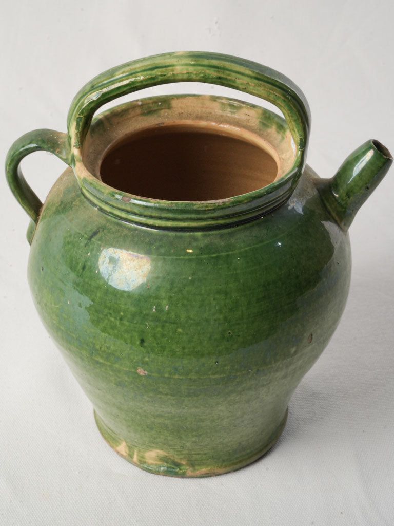 Antique Provençal Green-Glazed Water Jug - 11½"