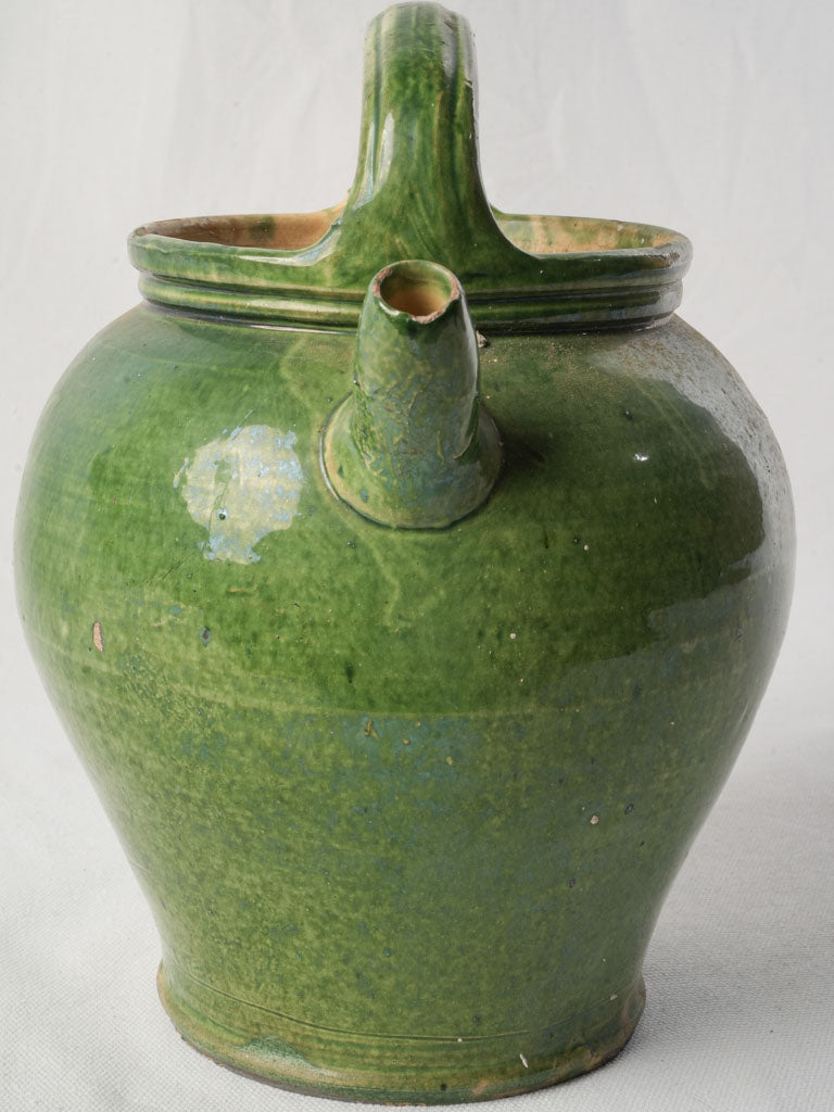 Antique Provençal Green-Glazed Water Jug - 11½"