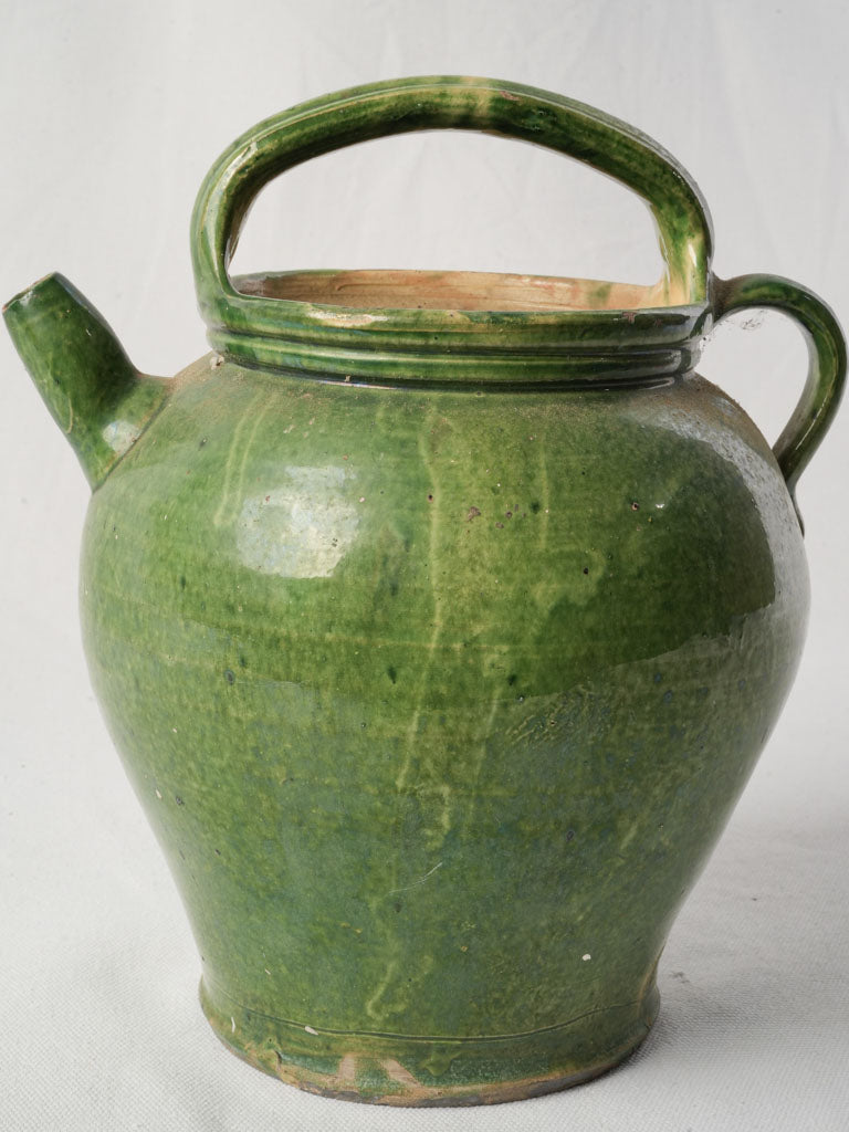 Antique Provençal Green-Glazed Water Jug - 11½"