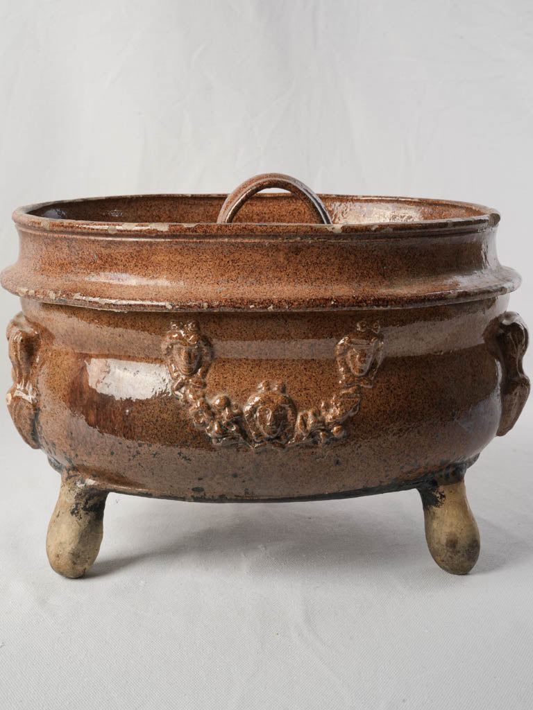Rare Antique Provençal Daubière in Glazed Earthenware  - 9¾"