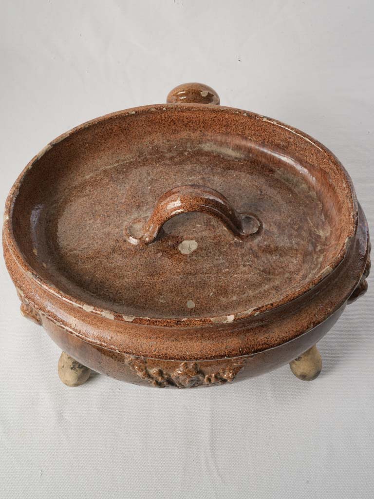 Rare Antique Provençal Daubière in Glazed Earthenware  - 9¾"
