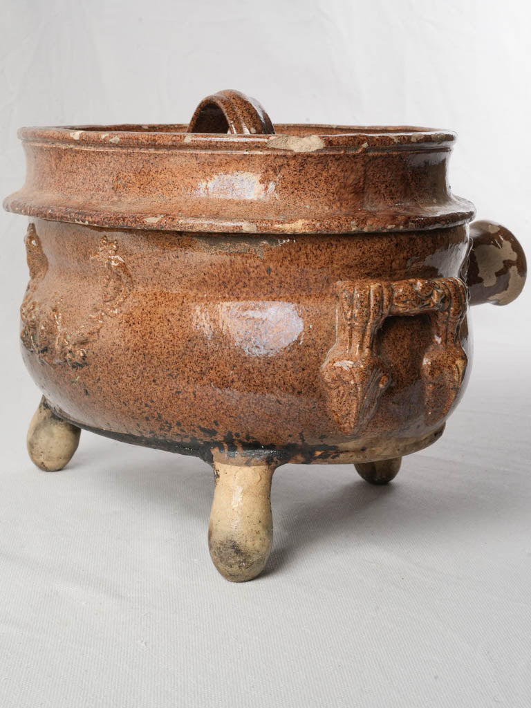 Rare Antique Provençal Daubière in Glazed Earthenware  - 9¾"