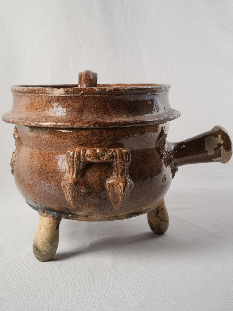 Rare Antique Provençal Daubière in Glazed Earthenware  - 9¾"