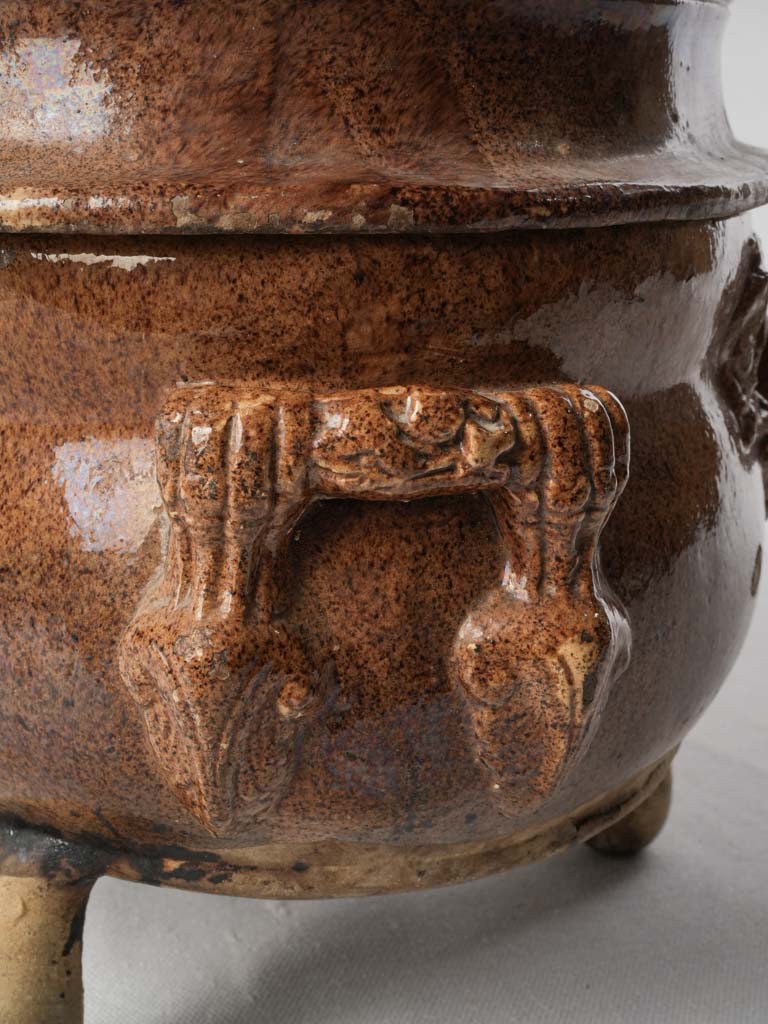 Rare Antique Provençal Daubière in Glazed Earthenware  - 9¾"