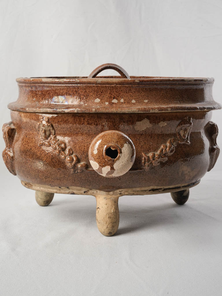 Rare Antique Provençal Daubière in Glazed Earthenware  - 9¾"