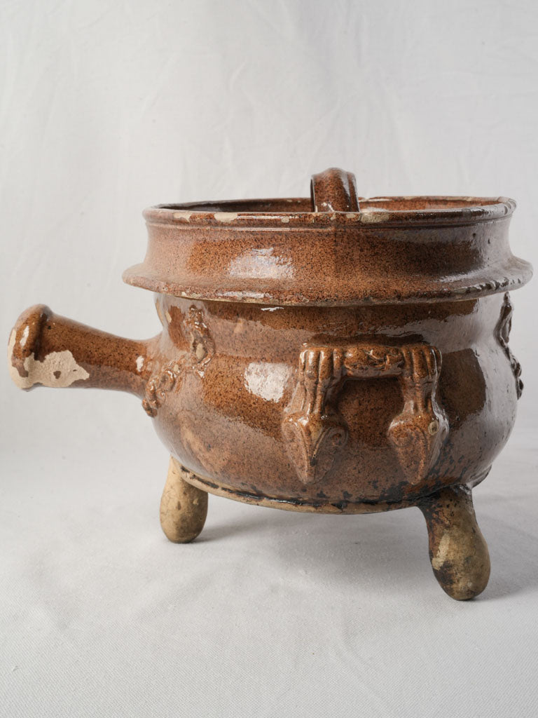 Rare Antique Provençal Daubière in Glazed Earthenware  - 9¾"