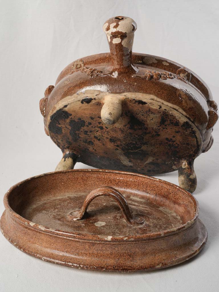 Rare Antique Provençal Daubière in Glazed Earthenware  - 9¾"