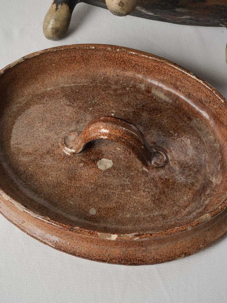 Rare Antique Provençal Daubière in Glazed Earthenware  - 9¾"