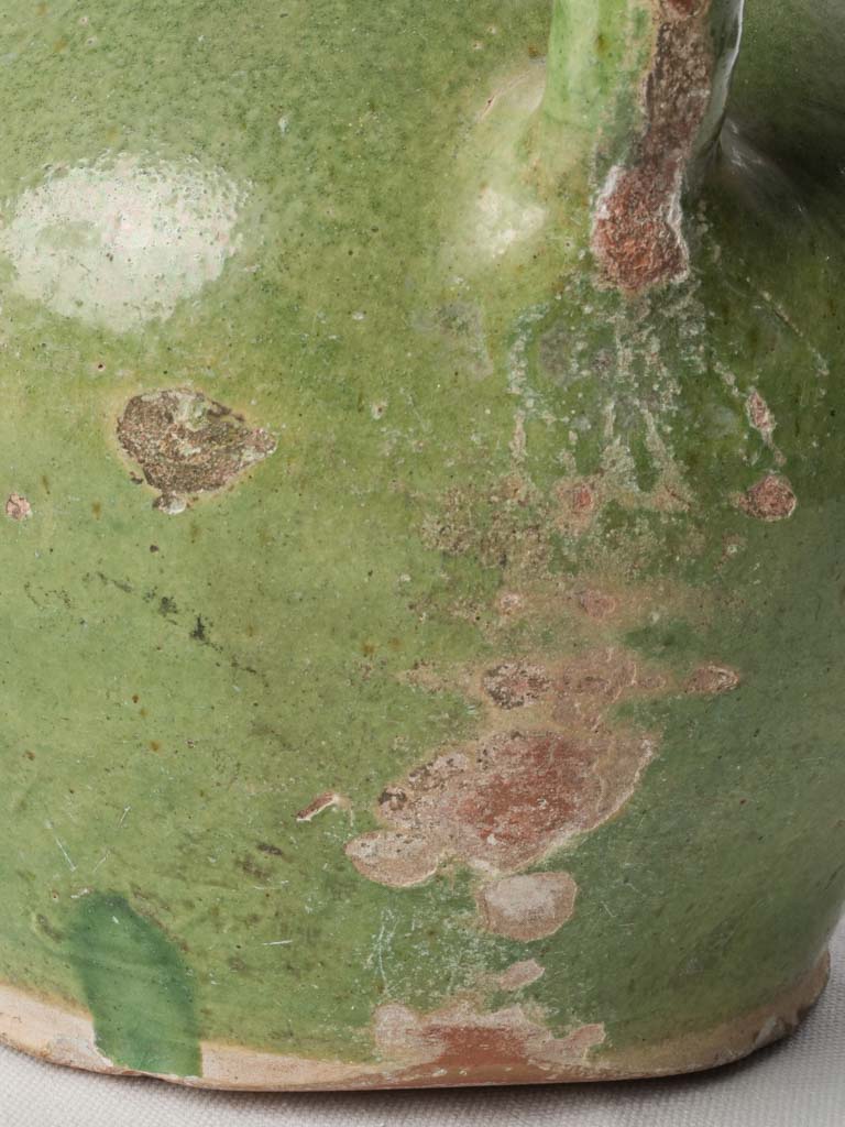 Large French Orjol Water Jug w/ Distinctive Apple-Green Glaze - 11¾"