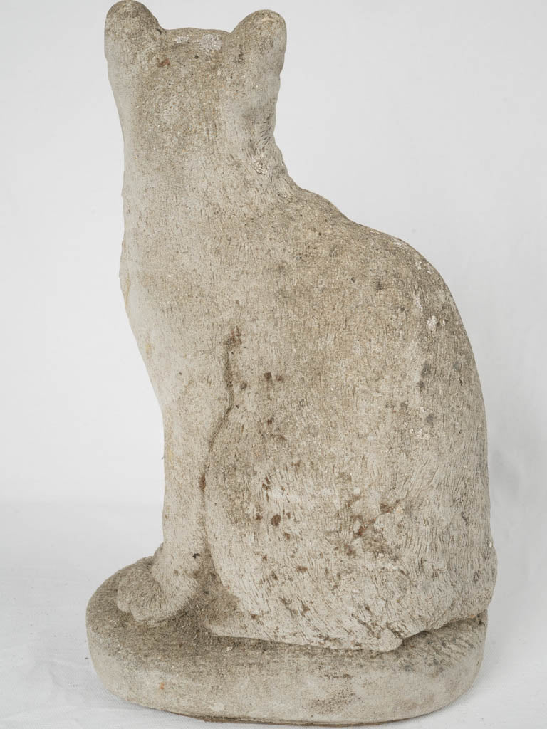 Weathered reconstituted stone kitty statue