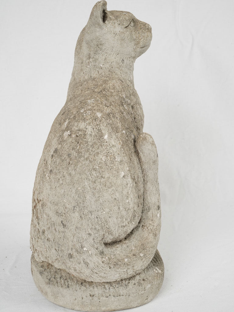 Aged stone garden cat ornament
