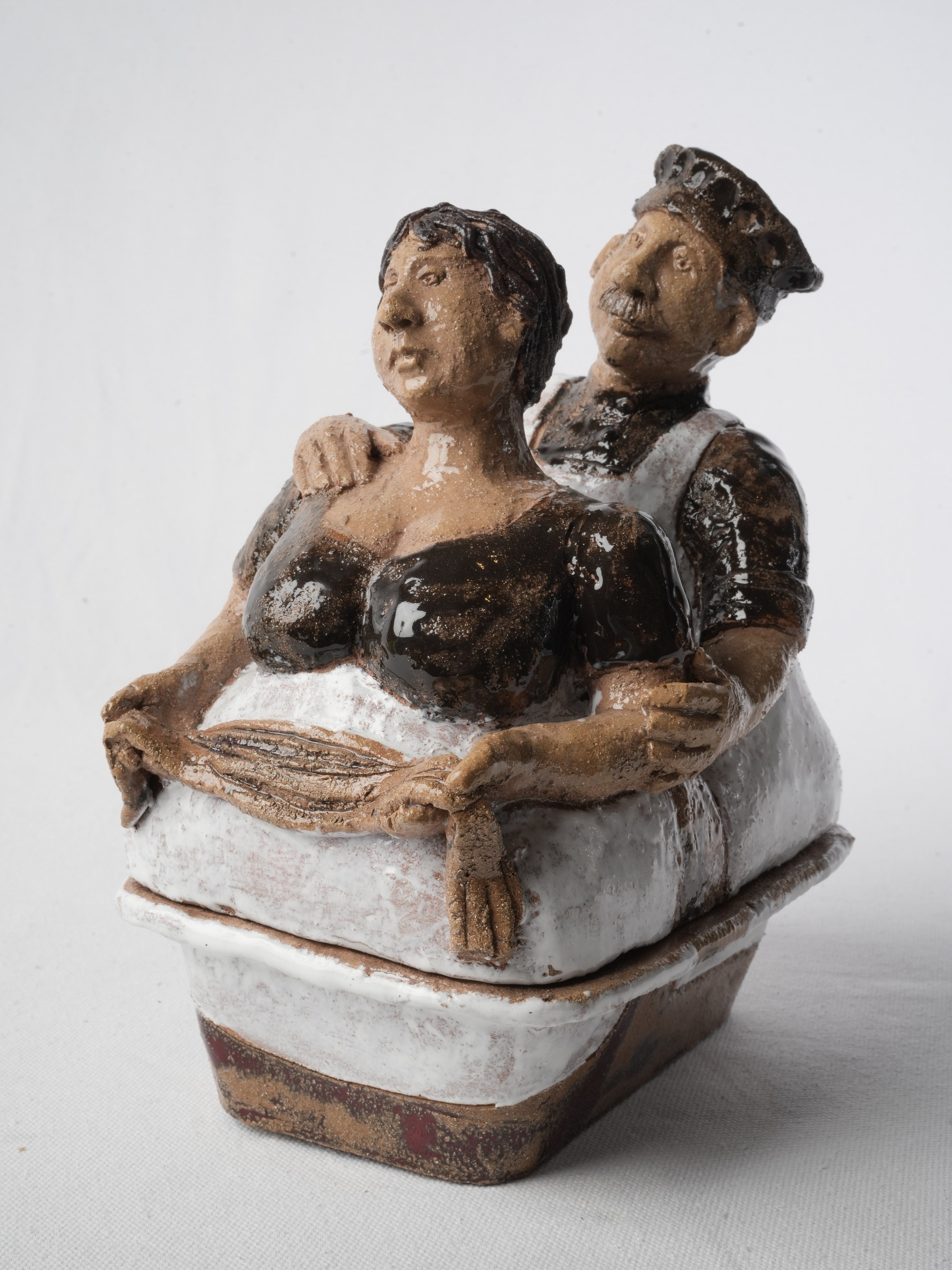 Whimsical glazed stoneware terrine