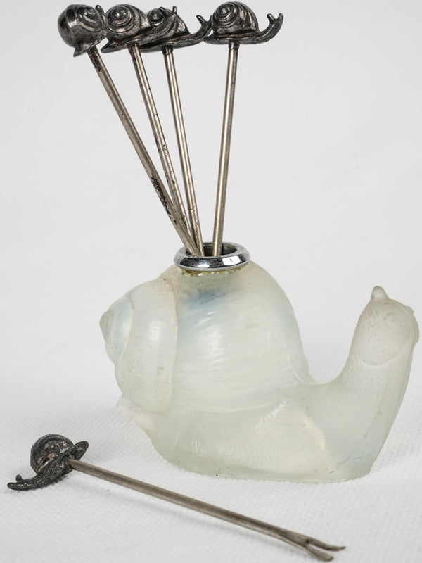 Opalescent French Art Deco glass snail