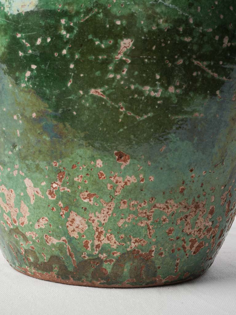 Large 19th-Century Terracotta Storage Jar w/ Deep Green Glaze - 14¼"