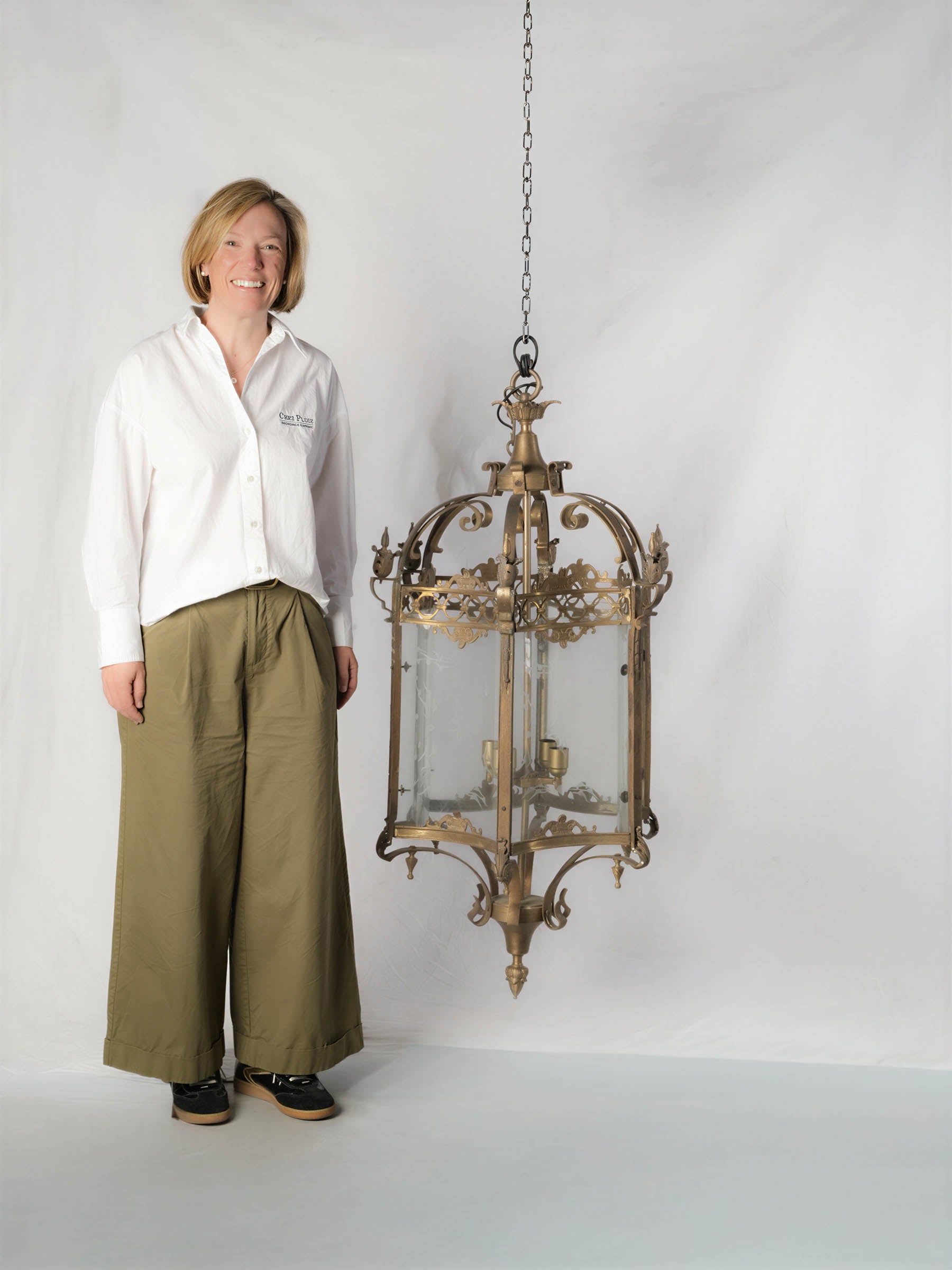 Verdigris solid brass ceiling lantern