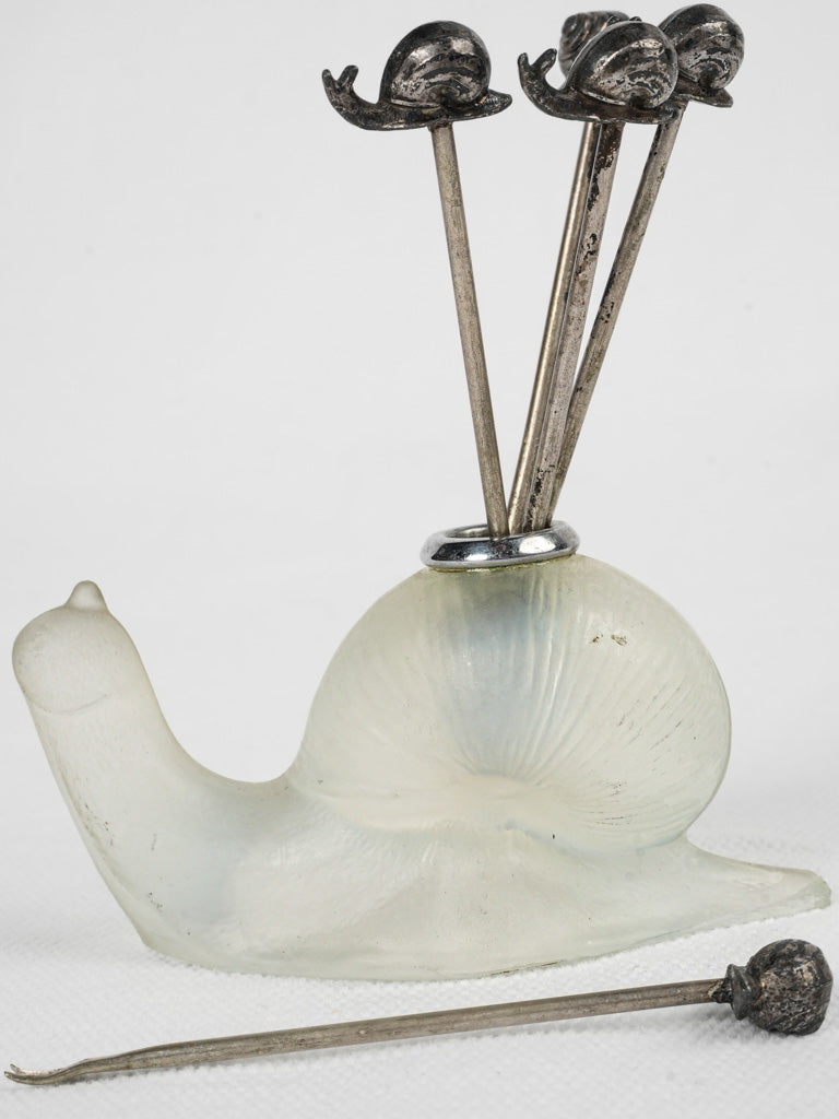 Delightful opalescent glass snail ornament