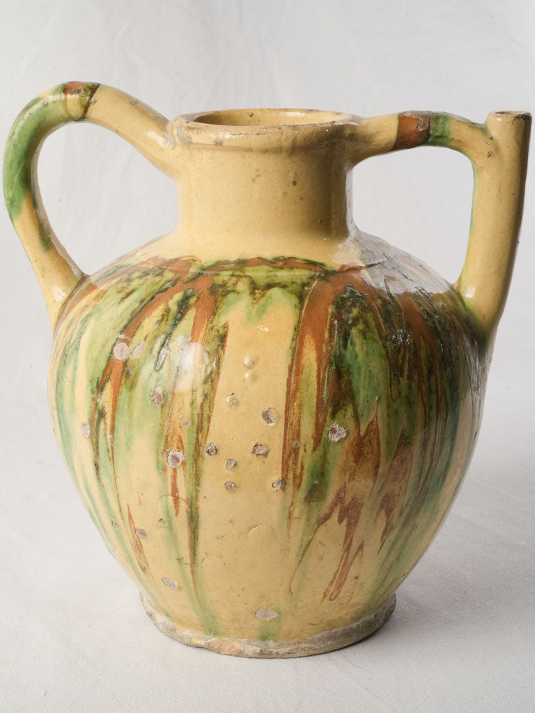 Rare Large Orjol W/ Striking Yellow & Green Glaze - 12¼"