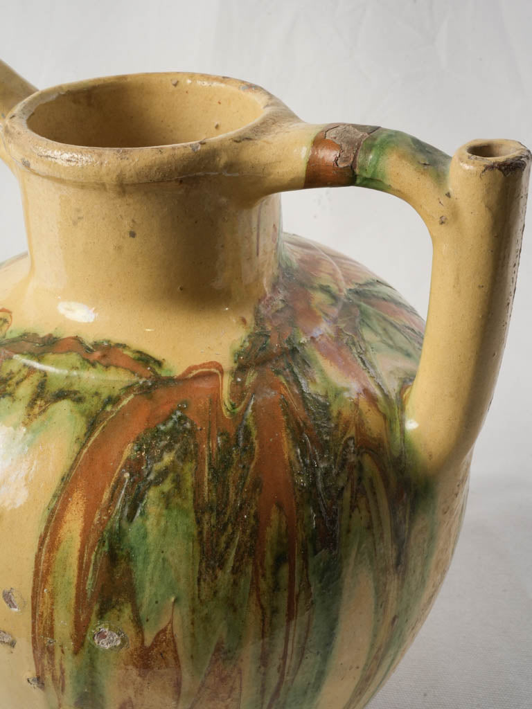 Rare Large Orjol W/ Striking Yellow & Green Glaze - 12¼"