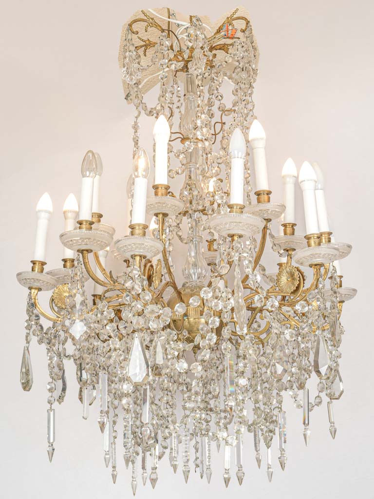 Gilt bronze ormolu crystal chandelier