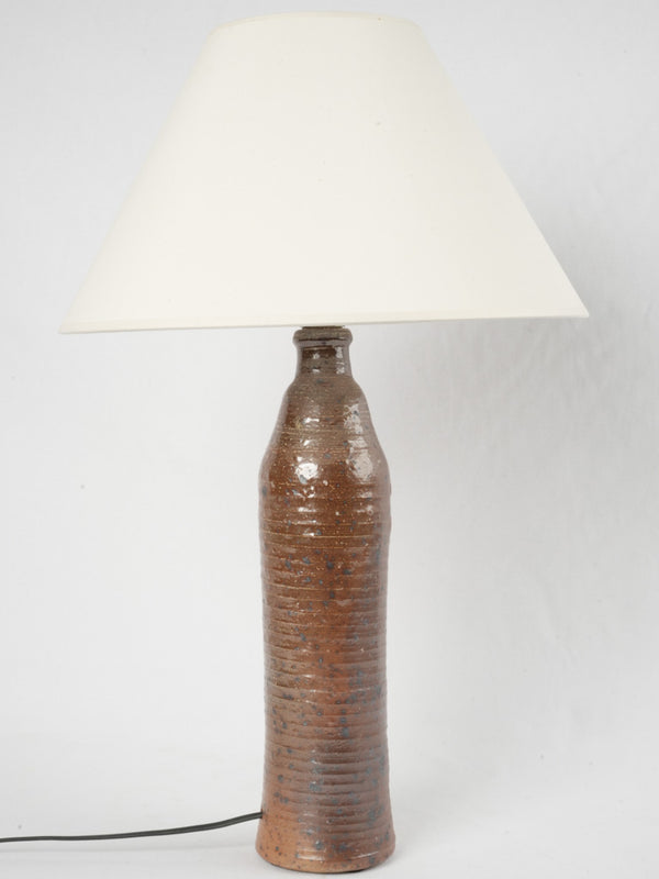 Vintage French glazed ceramic table lamp - brown 25¼"