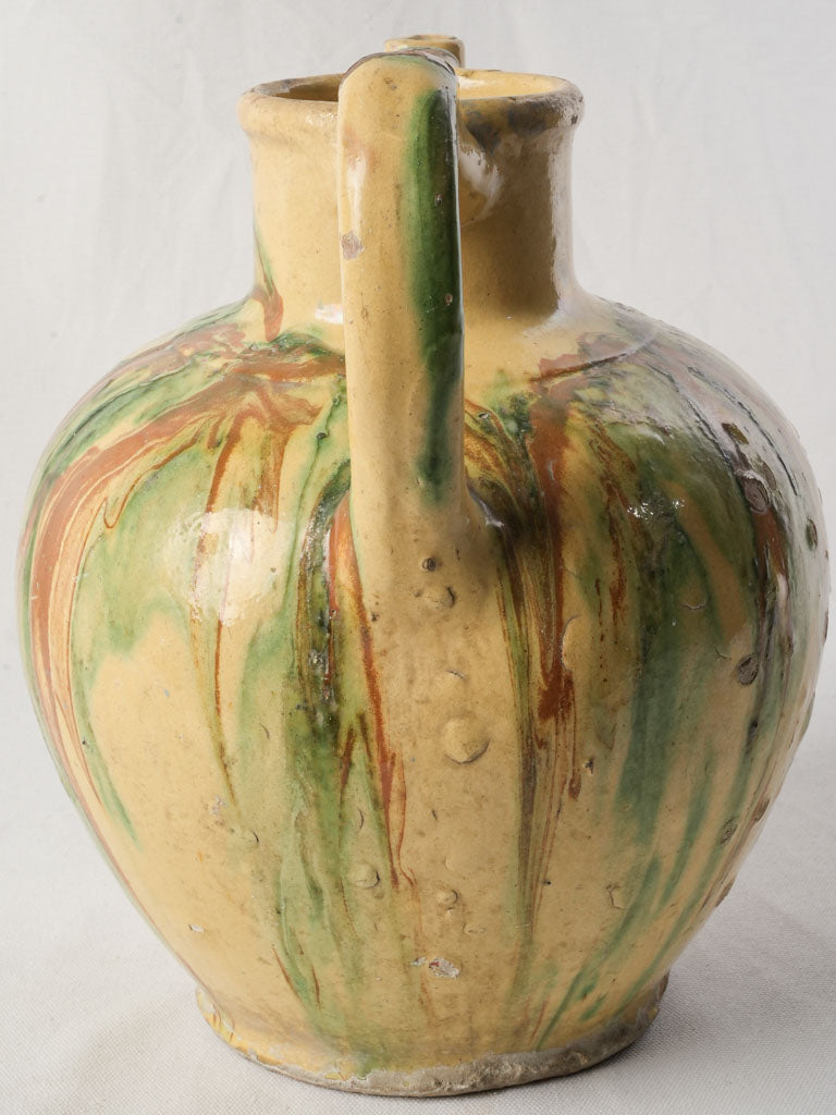 Rare Large Orjol W/ Striking Yellow & Green Glaze - 12¼"
