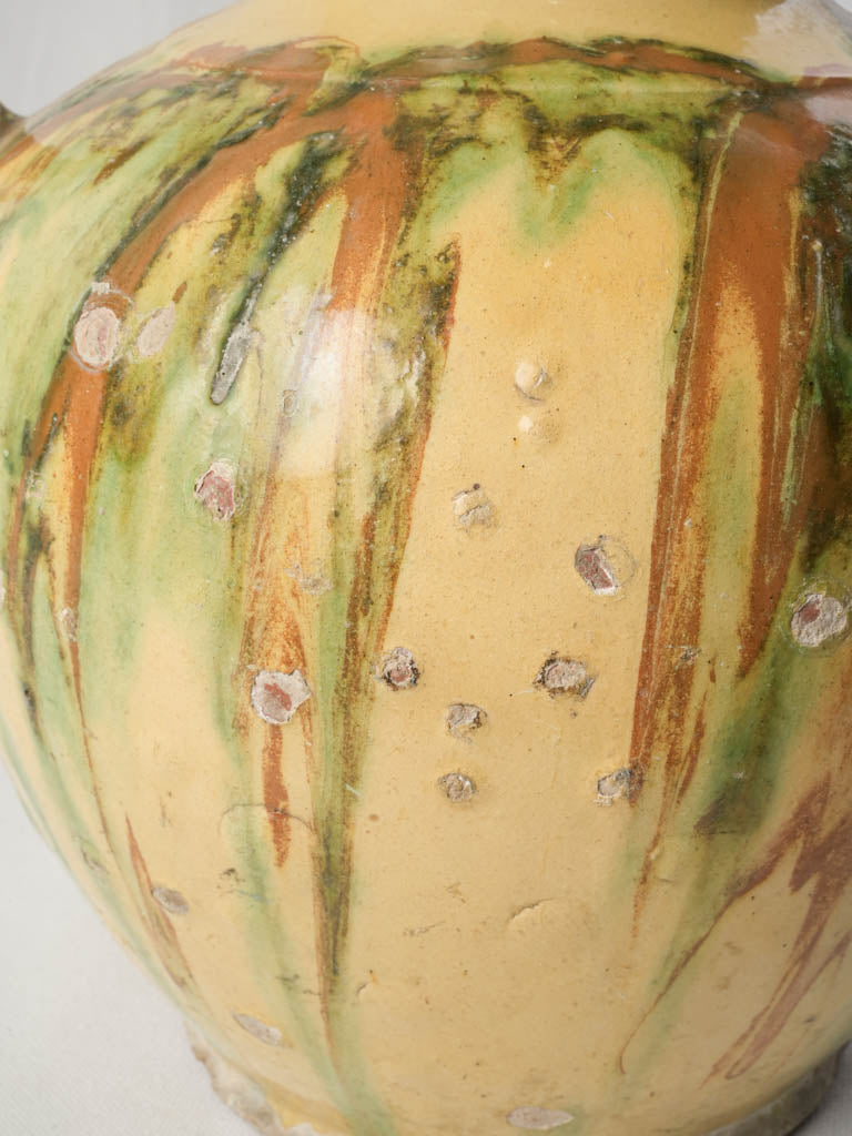 Rare Large Orjol W/ Striking Yellow & Green Glaze - 12¼"