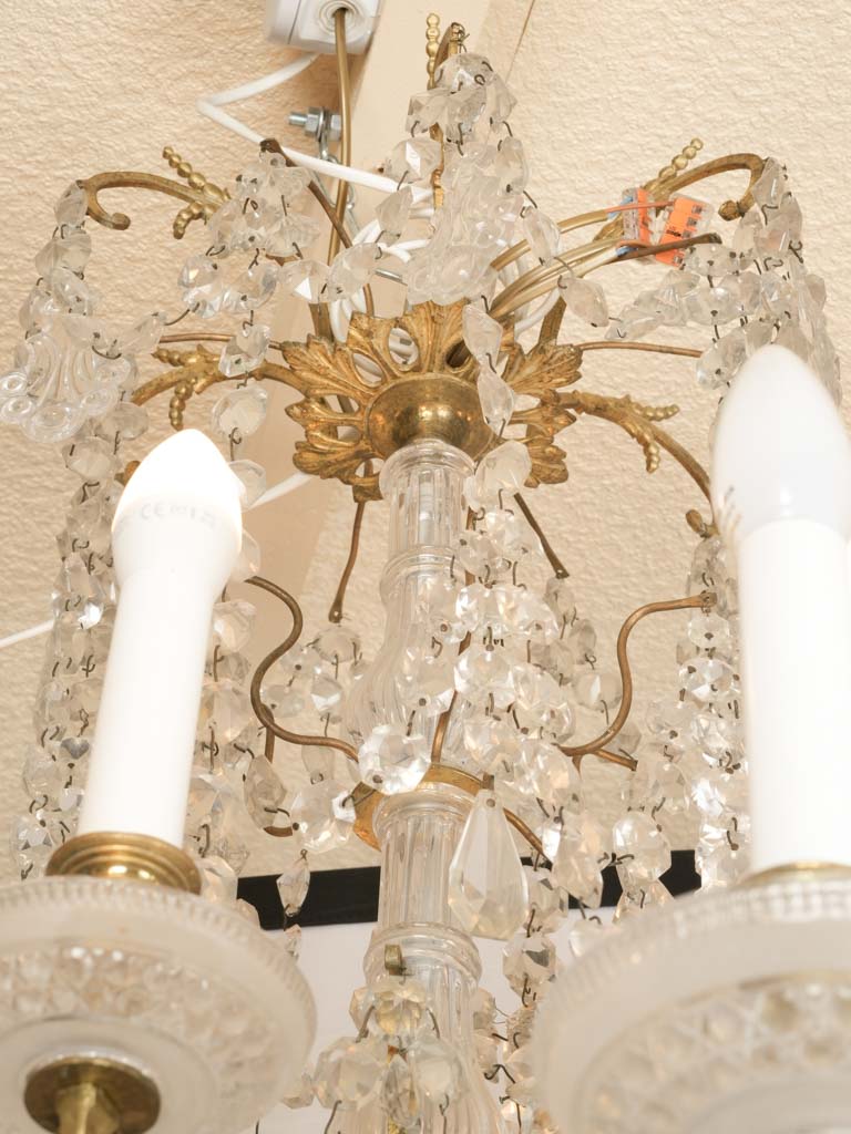 Gilded antique crystal pendant chandelier