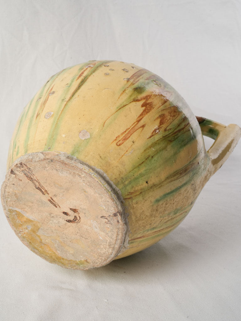 Rare Large Orjol W/ Striking Yellow & Green Glaze - 12¼"