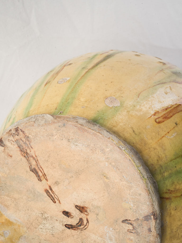 Rare Large Orjol W/ Striking Yellow & Green Glaze - 12¼"