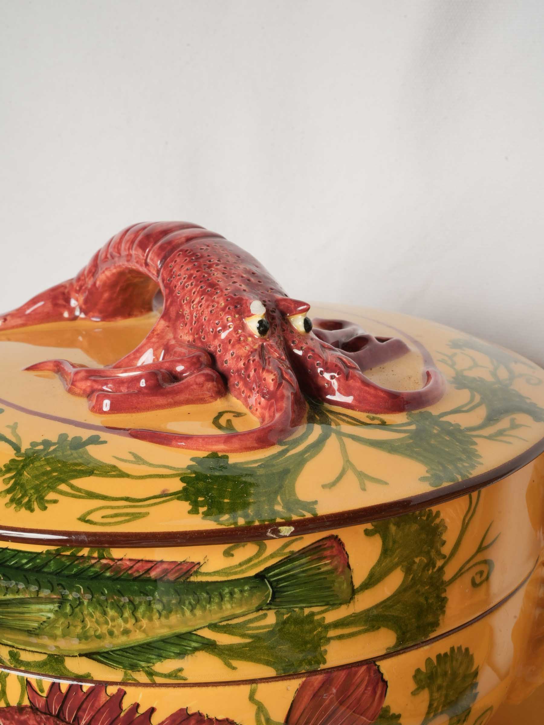 Remarkable 49-Piece Bouillabaisse Service in Hand-Painted Earthenware, 1960s