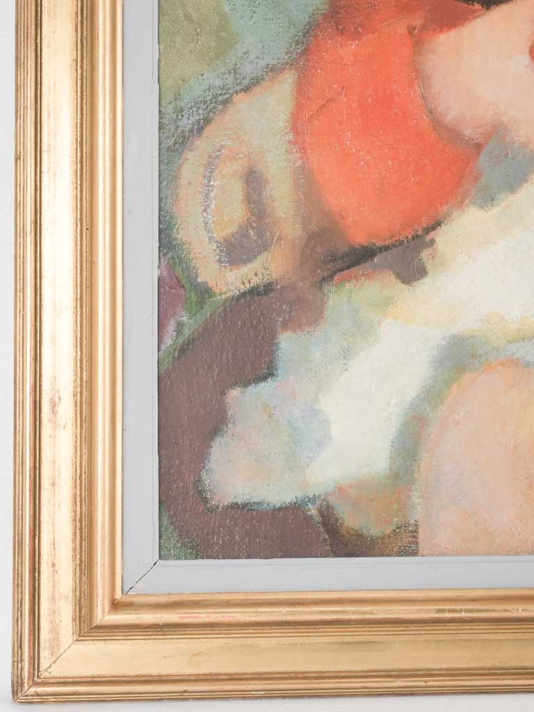 Vintage portrait or a lady knitting - Miette Bruchet  1966 - 38½" x 30"