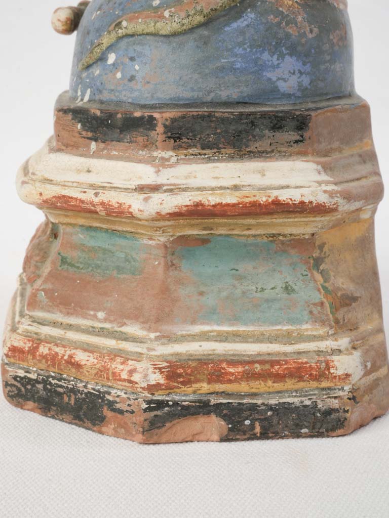 Late 19th Century Polychrome and Gilt Terracotta Virgin Bearing Votive Loss - 19¼"
