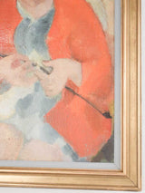 Vintage portrait or a lady knitting - Miette Bruchet  1966 - 38½" x 30"