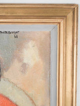 Vintage portrait or a lady knitting - Miette Bruchet  1966 - 38½" x 30"