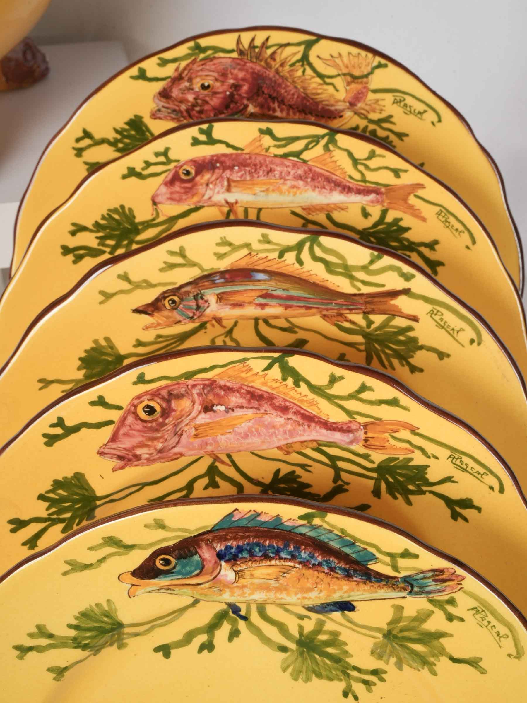Remarkable 49-Piece Bouillabaisse Service in Hand-Painted Earthenware, 1960s