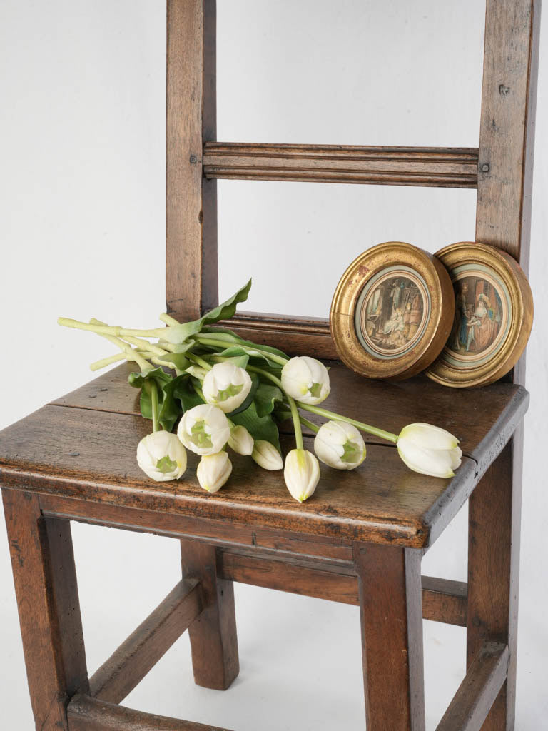 Vintage round hand-colored engravings  