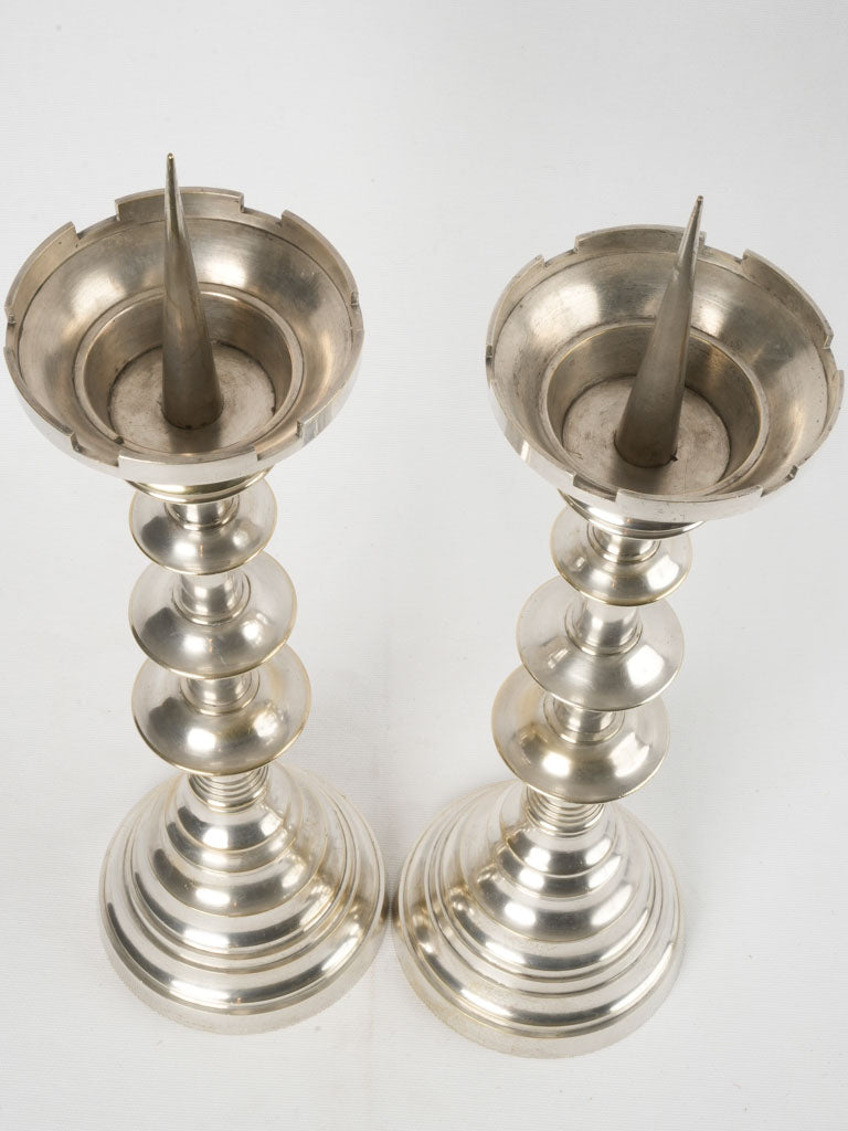 French antique silver candlesticks elegant