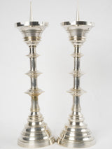 Nouveau design tall silver candle holders