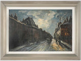 Large stormy Paris streetscape 1949 R. Raimbault 26½" x 38¼"
