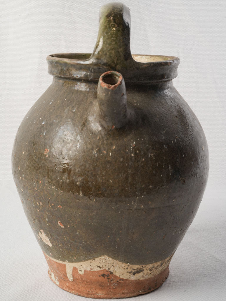 Late 19th-Century Provençal Water Jug in Tobacco-Toned Glaze - 13¾"