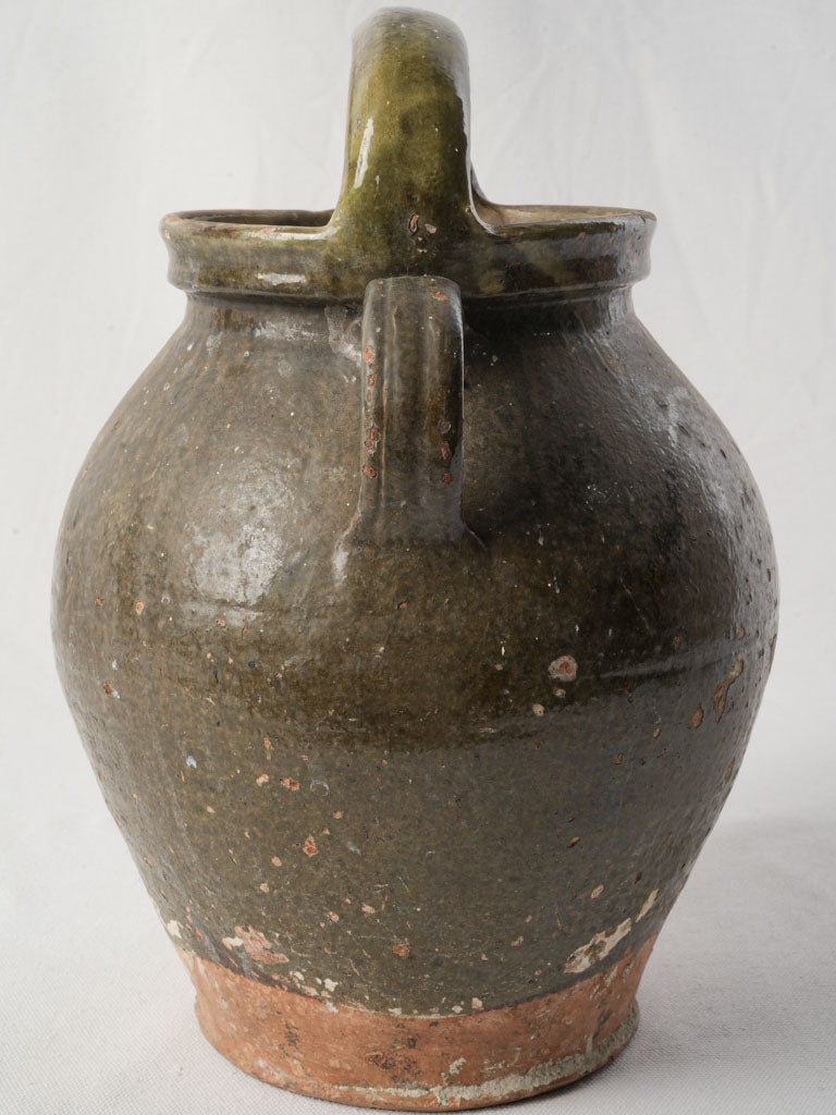 Late 19th-Century Provençal Water Jug in Tobacco-Toned Glaze - 13¾"
