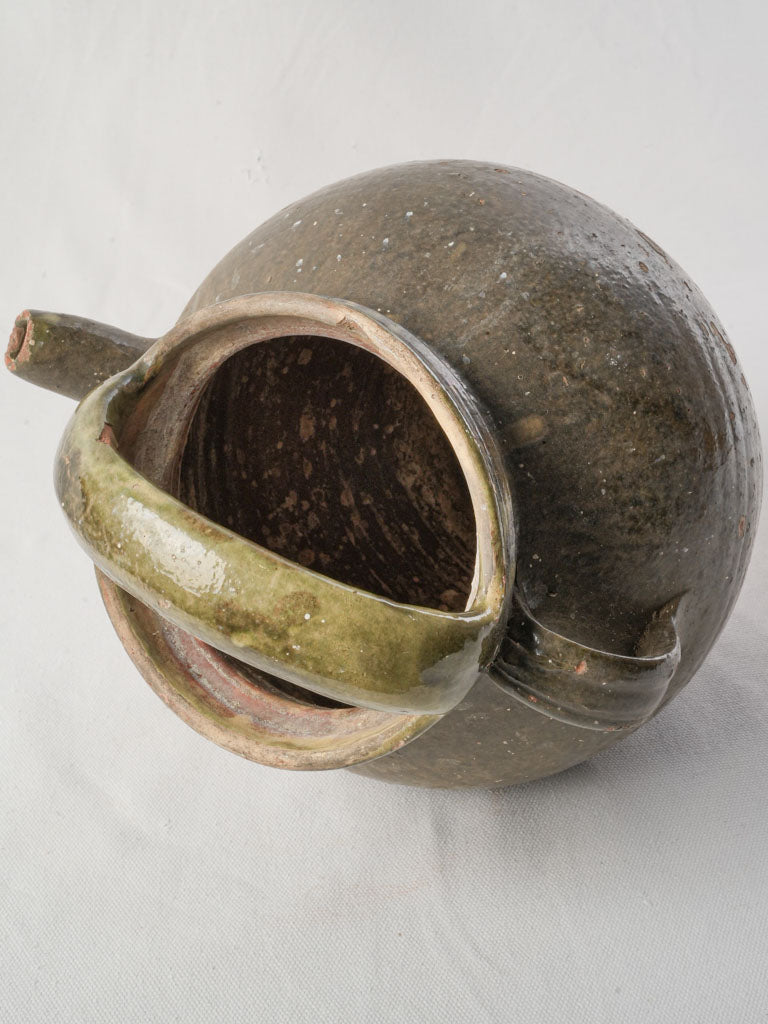 Late 19th-Century Provençal Water Jug in Tobacco-Toned Glaze - 13¾"