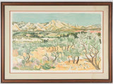 Large Provencal landscape lithograph - Yves Brayer (1907-1990) - 34¾" x 47¼"