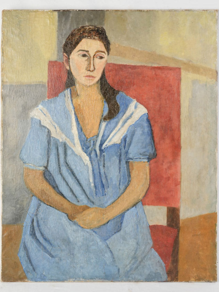 Large French Post-Cubist Portrait of a Young Woman Circa 1930s – 36½″ x 29¼"