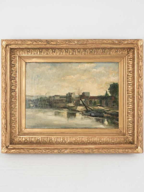 Antique painting of the old bridge of Sèvres, greater Paris 21¼ x 26½"